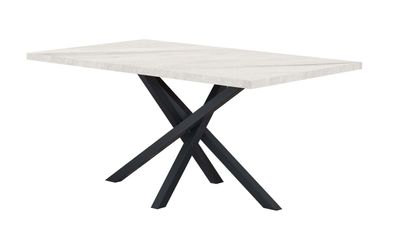 Esstisch Ourense 02, Farbe: Marmor weiß / Schwarz - Abmessungen: 160 x 90 cm (B