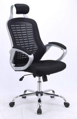 Drehstuhl Tamest 57, Farbe: Schwarz / Silber - Abmessungen: 117 - 127 x 66 x 65
