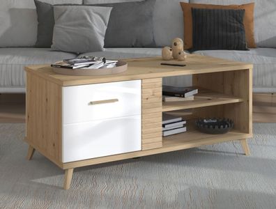 Stabiler Couchtisch mit zwei Türen Baka 04, drei Fächer, Farbe: Eiche Artisan /
