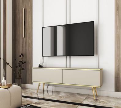TV-Schrank / TV-Möbel mit Push-to-open Funktion Horsham 48, Farbe: Beige, Beine: