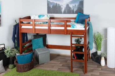 Hochbett 90 x 200 cm für Erwachsene, "Easy Premium Line" K22/n, Buche Massivholz