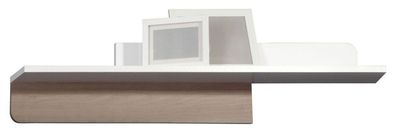 Hängeregal / Wandregal Bulolo 03, Farbe: Weiß / Nuss - Abmessungen: 24 x 115 x 2