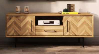 TV-Unterschrank Kumeu 12 Wildeiche massiv geölt - Abmessungen: 50 x 144 x 45 cm