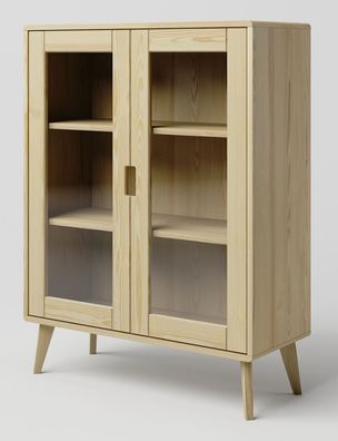 Vitrine Kiefer massiv natur Aurornis 14 - Abmessungen: 125 x 96 x 40 cm (H x B x