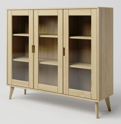 Vitrine Kiefer massiv natur Aurornis 15 - Abmessungen: 125 x 142 x 40 cm (H x B