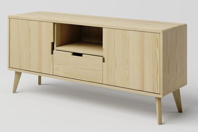 TV-Unterschrank Kiefer massiv natur Aurornis 60 - Abmessungen: 64 x 142 x 40 cm