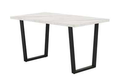 Esstisch Ourense 04, Farbe: Marmor weiß / Schwarz - Abmessungen: 160 x 90 cm (B
