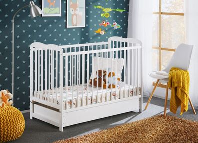 Schlichtes Gitterbett / Babybett Avaldsnes 06, Kiefer massivholz - Abmessungen: