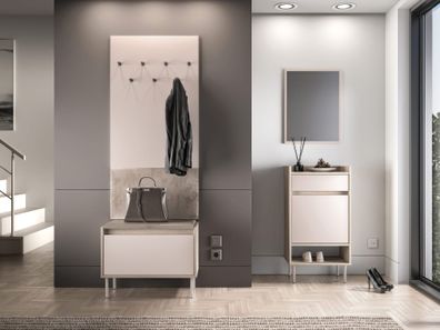 Garderobe Komplett Set | Farbe: Eiche Cremona / Kaschmir | Soft-Close | inkl. Sa