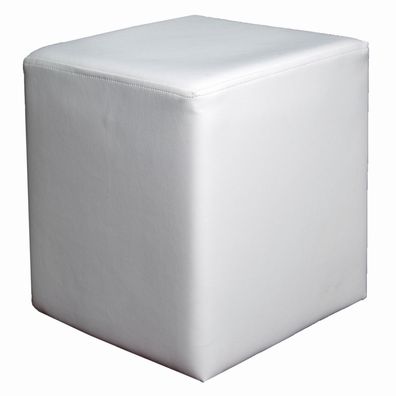 Würfelförmiger Hocker, schlichter Pouf Bassila 04 in Weiß, 40 x 36 x 36 cm, quad