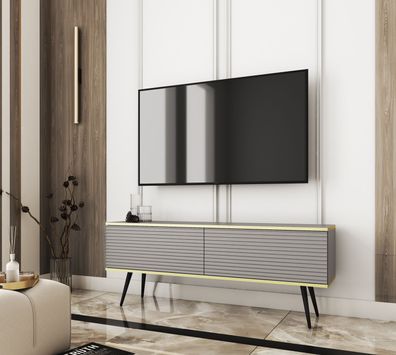 TV-Möbel / TV-Schrank mit zwei Kippfächer Horsham 22, Farbe: Grau, Beine: Schwar