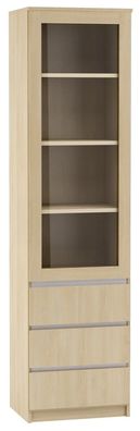 Vitrine Kiunga 12, Farbe: Buche / Weiß - Abmessungen: 200 x 52 x 40 cm (H x B x