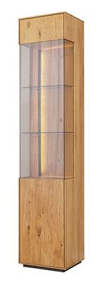 Vitrine Sienne 01 Türanschlag linksseitig, in Wildeiche geölt, 205 x 43 x 37 cm,