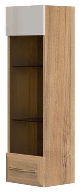 Hängevitrine Gataivai 33, Farbe: Beige Hochglanz / Walnuss - Abmessungen: 115 x