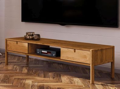 TV-Unterschrank Wellsford 08 Wildeiche massiv geölt - Abmessungen: 39 x 160 x 46