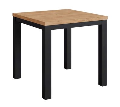 Klassischer Esstisch Varbas 01, Eiche Gold Craft / Mattschwarz, 80 x 80 cm, klei