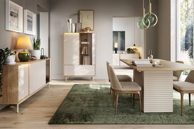 Esszimmer Komplett - Set A Tamino | 4-teilig | mit hellen Design | Farbe: Eiche