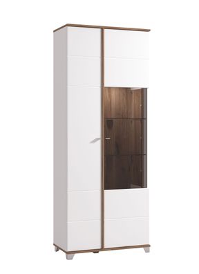 Großer Vitrinenschrank mit zwei Türen Kanjiza 01, Farbe: Eiche Flagstaff / Weiß