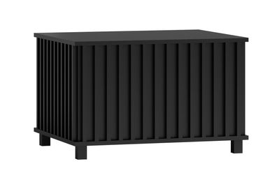Schwarzer Couchtisch mit Lamellen, 51 x 78 x 67 cm, ABS-Kanten, Metallbeine, ele