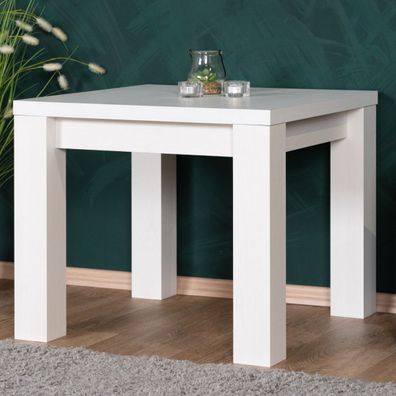 Weißer Couchtisch Eiche Massivholz Pirol 119, 50 x 60 x 60 cm, quadratisch, prak