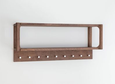 Garderobe | Farbe: Tabacco | 9 Haken | mit Ablage | Massivholz | Eichenholz geöl