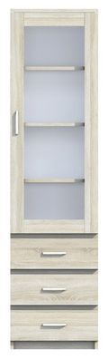 Vitrine Pamulang 01, Farbe: Sonoma Eiche - Abmessungen: 200 x 52 x 40 cm (H x B