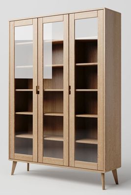Vitrine Eiche massiv natur Aurornis 11 - Abmessungen: 200 x 142 x 40 cm (H x B x
