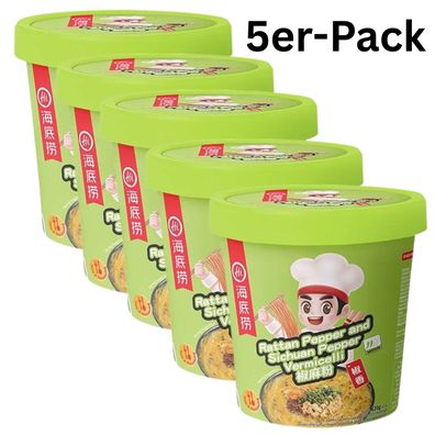 5er-Pack Haidilao Instant Glasnudeln Vermicelli Rattan & Szechuan Pfeffer Cup 120g