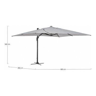 Sonnenschirm Vega aus Aluminium, modern und 360° schwenkbar, hellgrau,