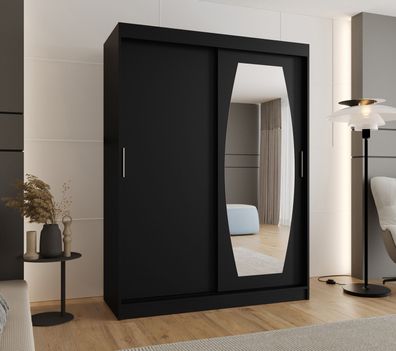 Schiebetürenschrank / Kleiderschrank Musala 11, Farbe: Schwarz, zwei Kleiderstan