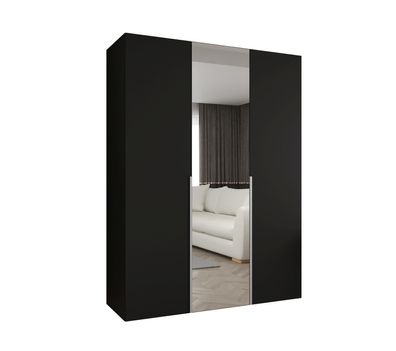 Drehtürenschrank Eiger 73, Farbe: Schwarz, eine Spiegeltür, 1,5 Meter breit, zwe