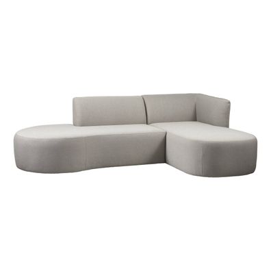 Gartenecksofa Chaiselongue Chios - Polyolefin-Stoff Sand, Rechts (Gr. 258x168x71 cm)