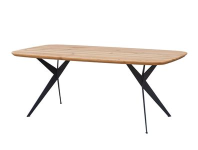 Eichentisch Guiers 01, auf schwarzen Metallbeinen, aus Massiven Eichenholz, geöl