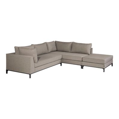 Gartenecksofa Sicilie - Aluminium & Outdoor-Stoff Taupe, Rechts (Gr. 262x246x60 cm)