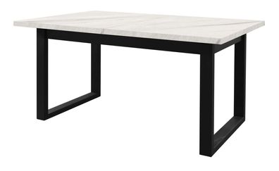 Esstisch ausziehbar Ourense 05, Farbe: Marmor weiß / Schwarz - Abmessungen: 160