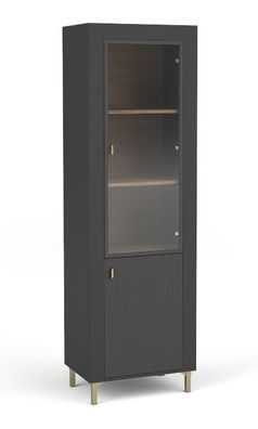 Schwarze Vitrine mit variablem Türanschlag Barbe 08, ABS, mit klaren Glas, Farbe
