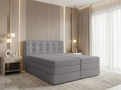 AX LIVING Finike Polsterbett 140x200 cm, Boxspringbett, Hellgrau