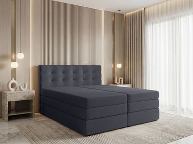 AX LIVING Finike Kontinentalbett 140x200 cm, 2 Matratzen, Grau