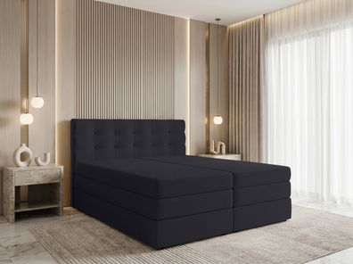 AX LIVING Finike Bett 140x200 cm, Boxspring, Stoff Schwarz