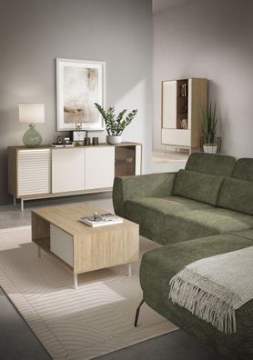 Wohnzimmer Komplett - Set C Tamino | 4-teilig | mit hellen Design | Farbe: Eiche