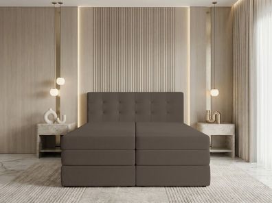 AX LIVING Finike Boxspringbett 140x200 cm mit Topper, Doppelbett, Braun