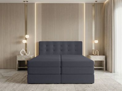 AX LIVING Finike Kontinentalbett 140x200 cm mit Topper, Grau