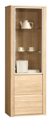Vitrine Jussara 03, Farbe: Hellbraun, Eiche teilmassiv ? 201 x 69 x 42 cm (H x B