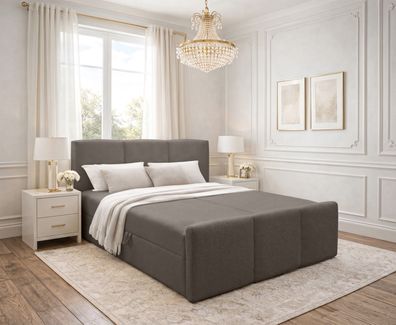 AX LIVING Boxspringbett 140x200 Braun Ankarra Bett mit Stauraum