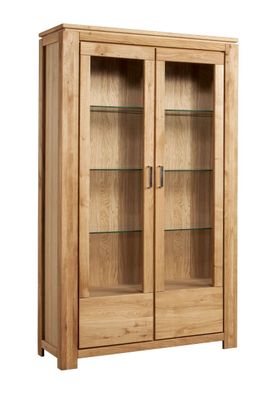 Zwei Türige Vitrine Balsa 01, genügend Stauraum, Natur, Eiche teilmassiv, sehr g