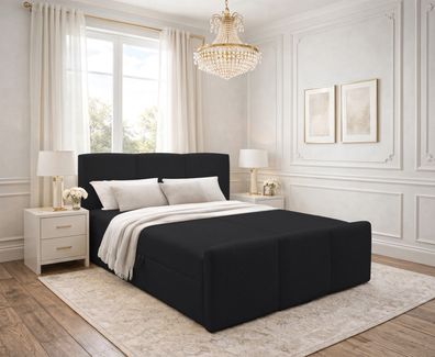 AX LIVING Boxspringbett Ankarra 140x200 cm Schwarz Bett mit Stauraum