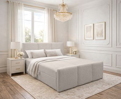 AX LIVING Boxspringbett in Beige Ankarra 160x200 cm Bett mit Stauraum