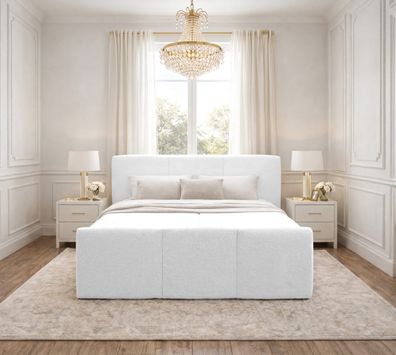 AX LIVING Boxspringbett Weiß Ankarra 140x200 cm Bett mit Stauraum