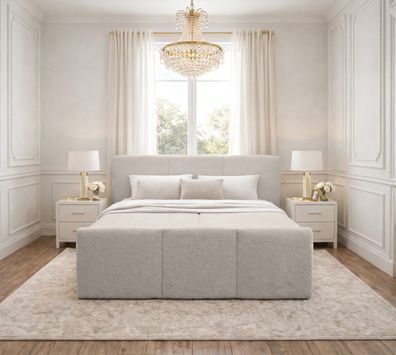 AX LIVING Boxspringbett in Beige Ankarra 140x200 cm Bett mit Stauraum