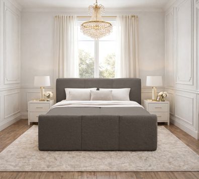 AX LIVING Boxspringbett 140x200 Braun Ankarra Bett mit Stauraum
